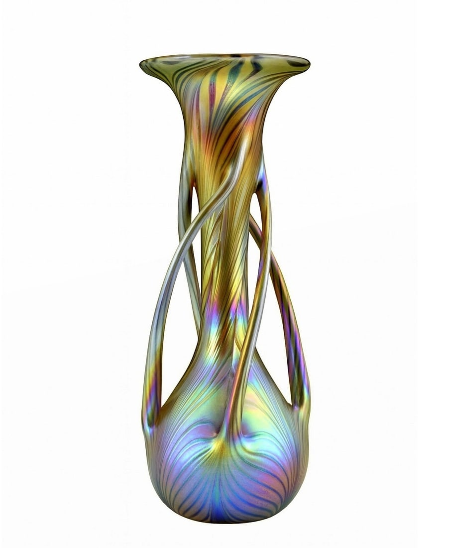 Art Nouveau Jugendstil Iridescent Glass Vase Glamorous Loetz or Tiffany Studios Decor (1 of 2)