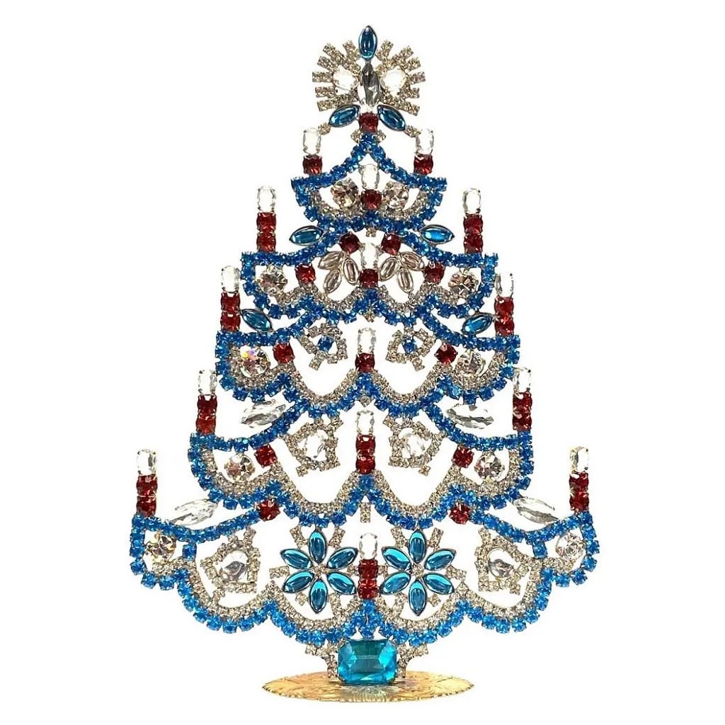 Large Vintage Bohemian Rhinestone Glass Christmas Tree (1 of 3)