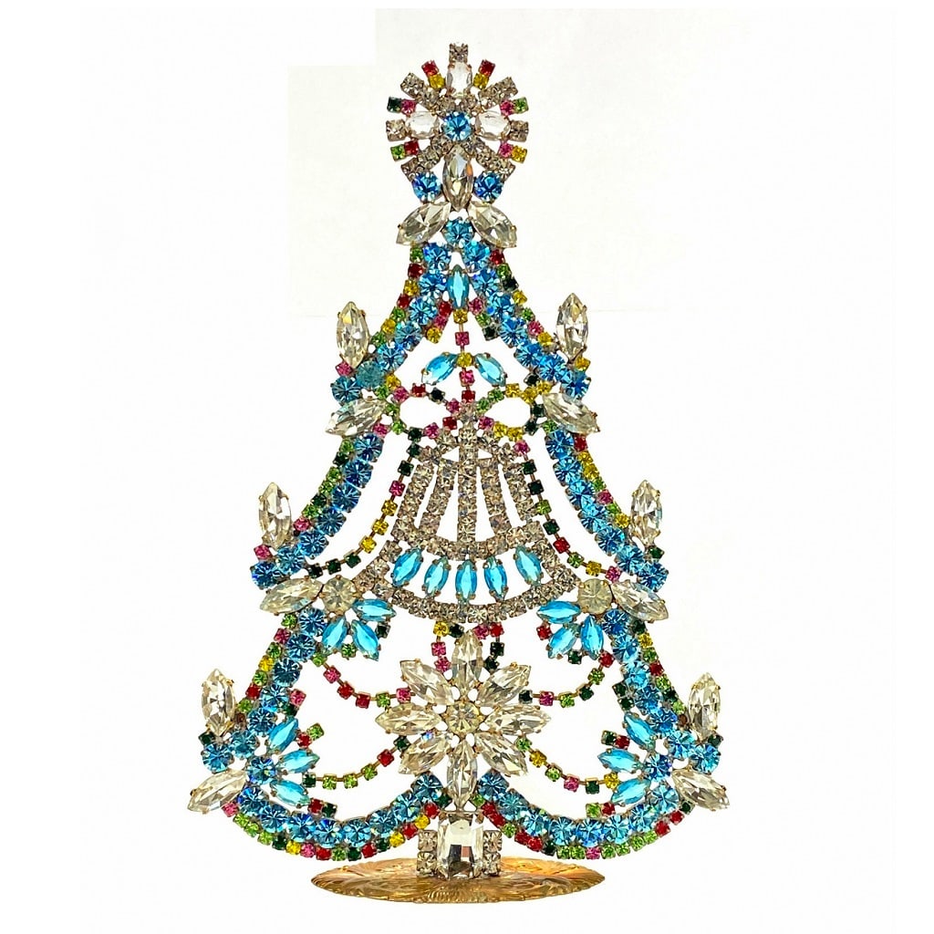 Large Vintage Bohemian Rhinestone Glass Christmas Tree (1 of 2)