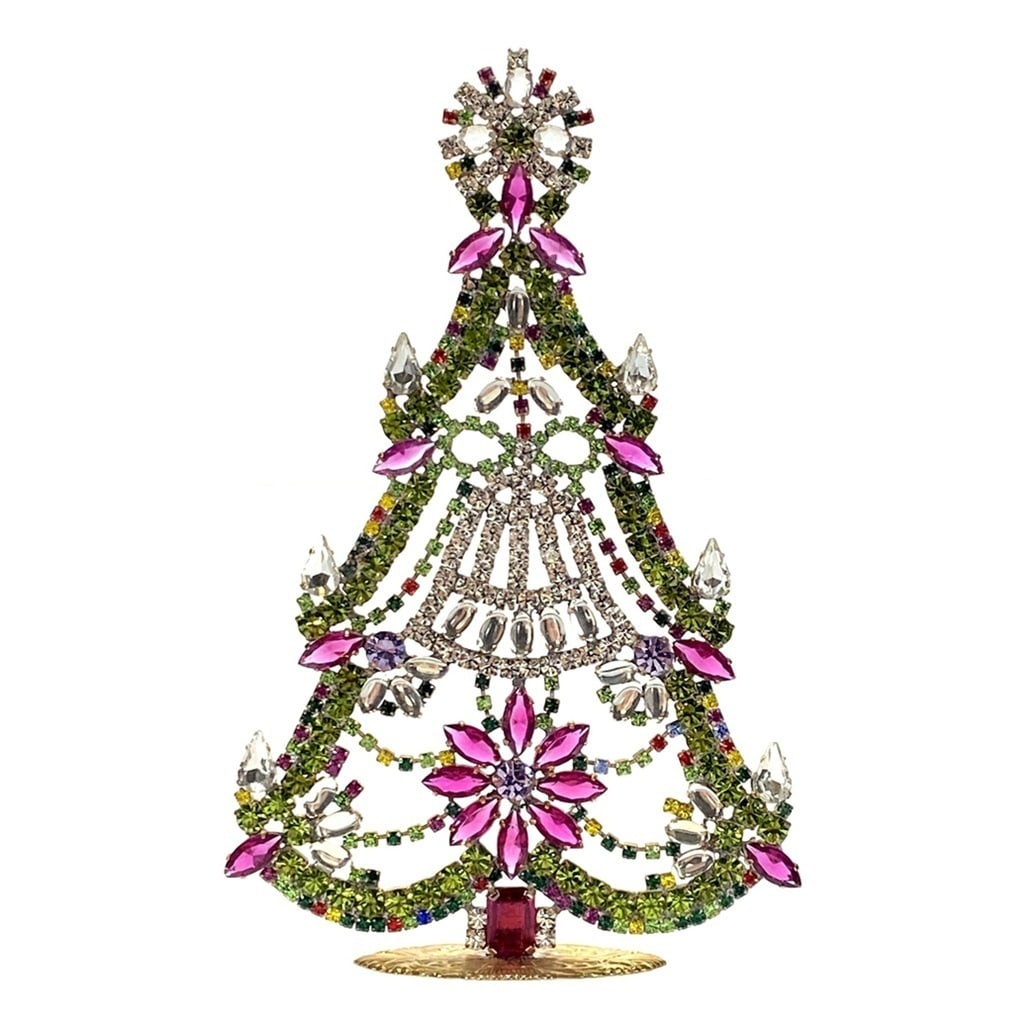 Large Vintage Bohemian Rhinestone Glass Christmas Tree (1 of 2)