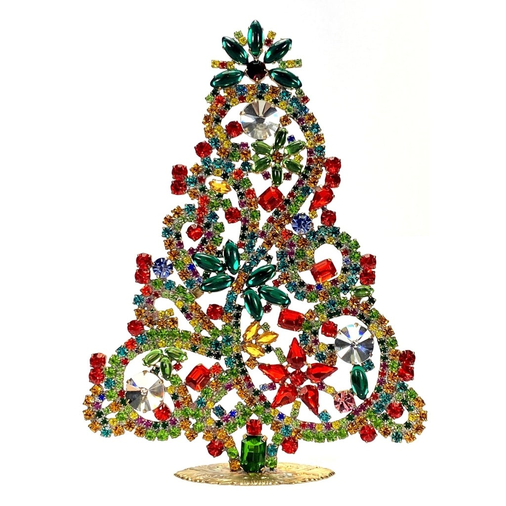 Large Vintage Bohemian Rhinestone Glass Christmas Tree (1 of 2)