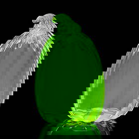 Large Pumpkin Bohemian Vaseline Uranium Glass: This piece is a great addition to collection or a great gift. Uranium Glass Pumpkin. Timeless design - Very beautiful decoration to your house or office. Really nice piece that glows beautifully under