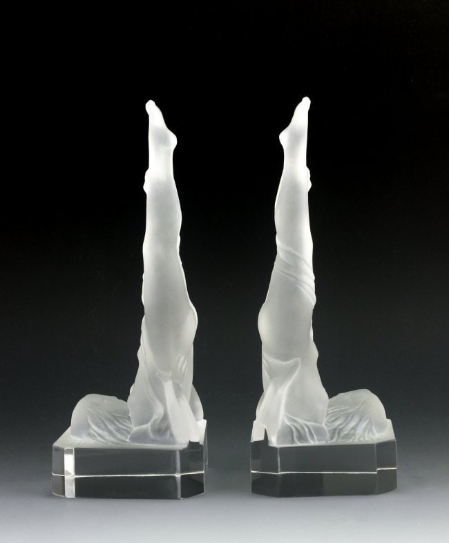 Bookends France Art Deco Collectible Glass 1930' H.Hoffmann by Lalique: This pieces is a great addition to collection or a great gift. Timeless design - Top Qality Art Deco Glass Figurines. These pieces was originally made by LALIQUE. These pieces was made in Bohemia from