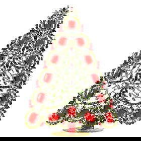 Extra Large Vintage Art Glass Christmas Tree Sculpture with Multicolor Rhinestones: Beautiful handcrafted glass Christmas Tree sculpture made in Bohemia, richly decorated with multicolor rhinestones and sparkling crystal details. A vibrant and elegant collectible art piece that bring