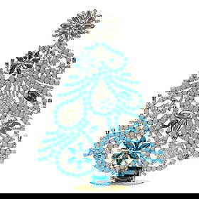 Vintage Bohemian Art Deco Glass Blue Jade Stones Large Christmas Tree: Standing Christmas Tree. Made in Czechoslovakia. Height 8 1/2 '' ( 22 cm ). Fast delivery time worldwide: 2-4 days.