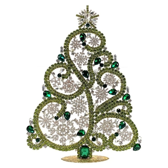 Extra Large Vintage Bohemian Rhinestone Glass Christmas Tree: Standing Christmas Tree. Made in Czechoslovakia. Excellent condition. No missing stones. No damage. It measures approximately 12 " ( 30 cm ). Fast delivery time worldwide: 2-4 days.