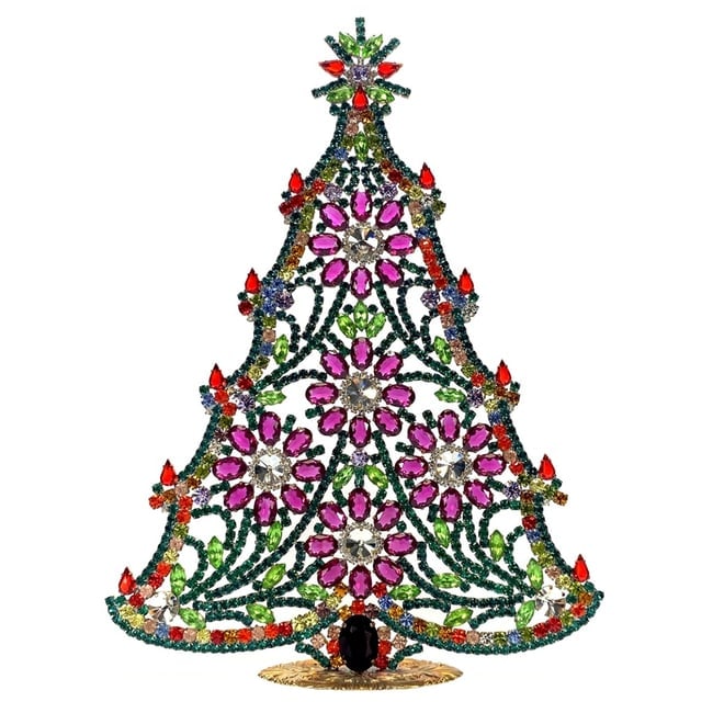 Extra Large Vintage Bohemian Rhinestone Glass Christmas Tree: Standing Christmas Tree. Made in Czechoslovakia. Excellent condition. No missing stones. No damage. It measures approximately 12 " ( 31 cm ). Fast delivery time worldwide: 2-4 days.