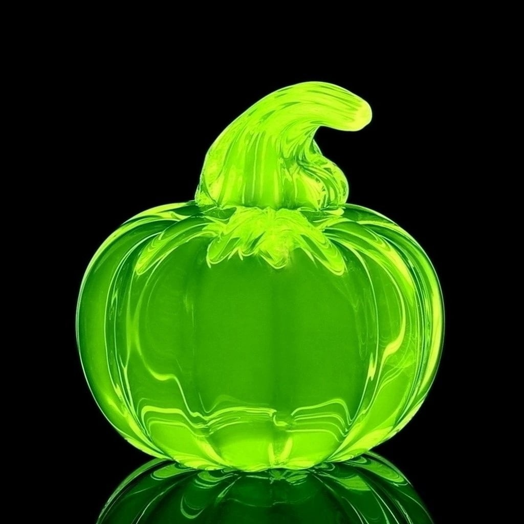 Pumpkin Bohemian Vaseline Uranium Glass (1 of 2)