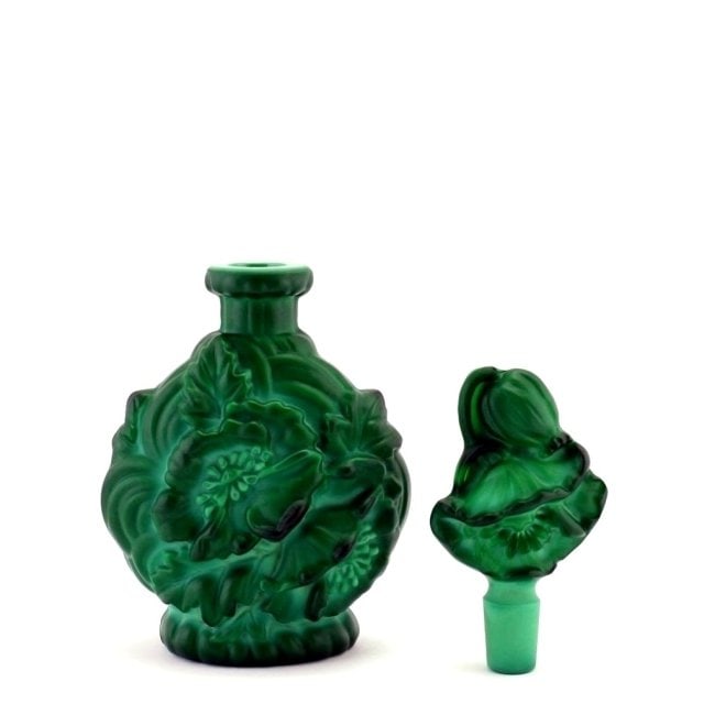 Art Deco Bohemian Malachite Glass Collectible Perfume Bottle 1930' H.Hoffmann - 2