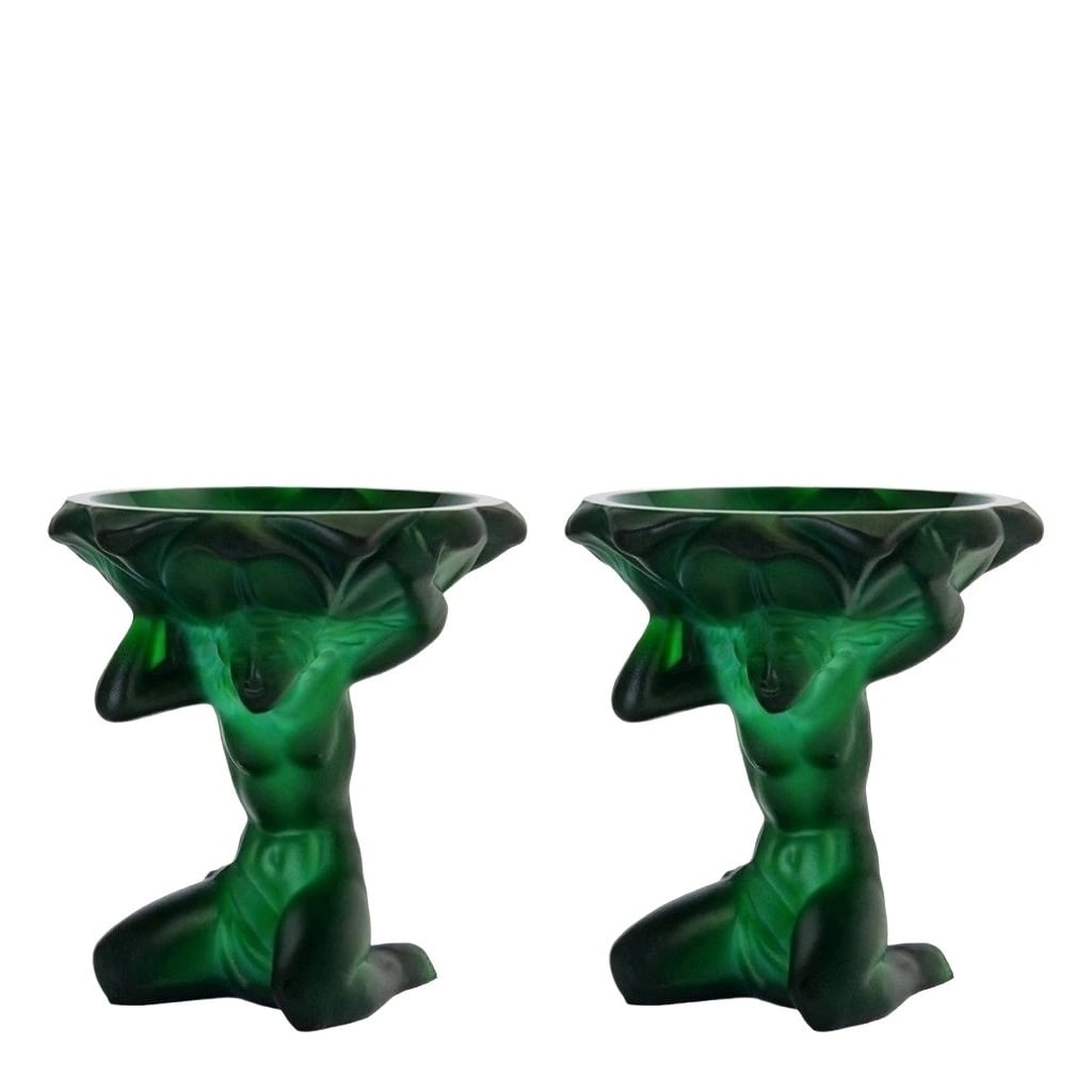 Malachite Glass Bohemian Art Deco Bowl, 1930s H. Hoffmann: This listing includes a matching pair of two bowls. Art Deco malachite glass bowl set produced in Bohemia, using original molds designed by H. Hoffmann between 1930 and 1939. The design reflects Frenc