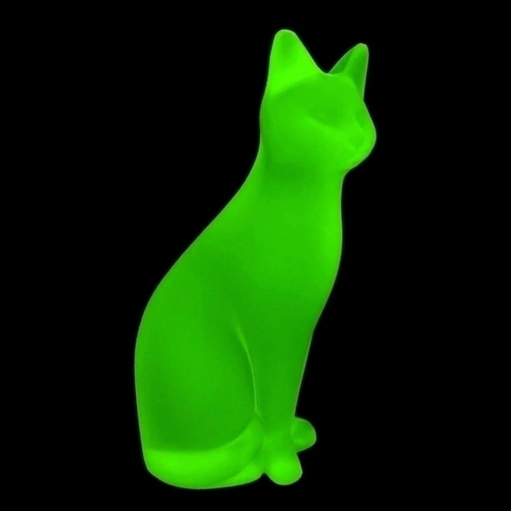 Art Deco Rare Green Uranium Glass Cat Figurine 1930' H.Hoffmann (1 of 5)