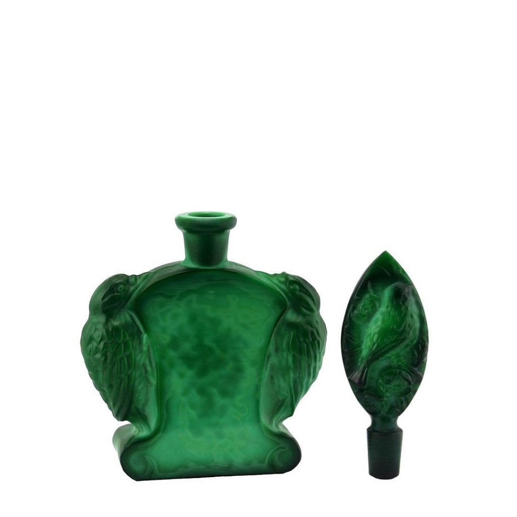 Art Deco Malachite Jade Glass Collectible Perfume Bottle 1930' H.Hoffmann - 2