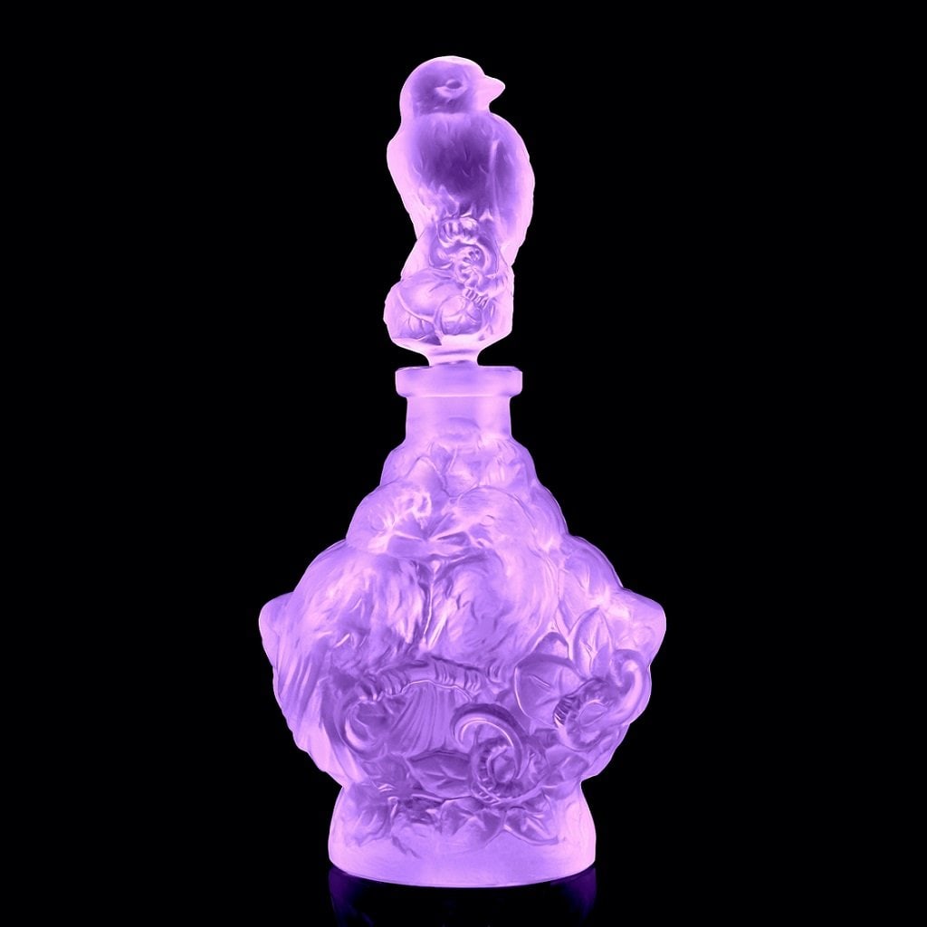 Art Deco 1930' H.Hoffmann Alexandrite Glass Collectible Perfume Bottle: This piece is a great addition to collection or a great gift. Top Quality Art Deco Alexandrite Glass Perfume Bottle. This piece was made in Bohemia from ORIGINAL antique vintage molds that were used d