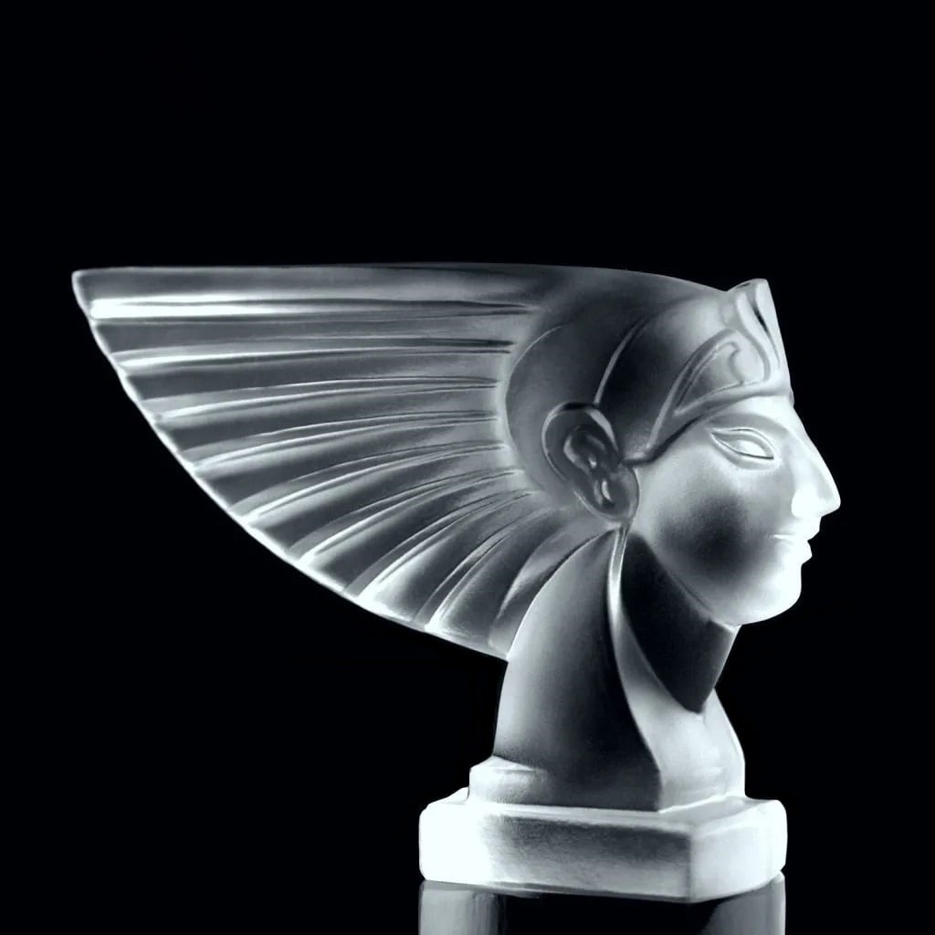 Glamorous Art Deco Glass Car Mascot ' Pharaoh Head ' Sculpture 1930' H.Hoffmann: 'Pharaoh Head'. This piece is a great addition to collection or a great gift. Timeless design - Top Qality Art Deco Vaseline Glass Car Mascot Hood Ornament Emblem Figurine for Classic, old, veteran ca