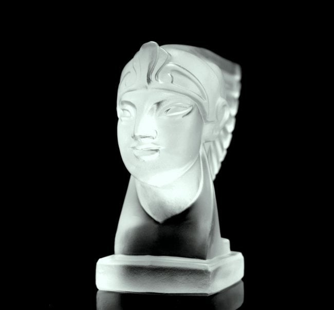 Glamorous Art Deco Glass Car Mascot ' Pharaoh Head ' Sculpture 1930' H.Hoffmann - 4