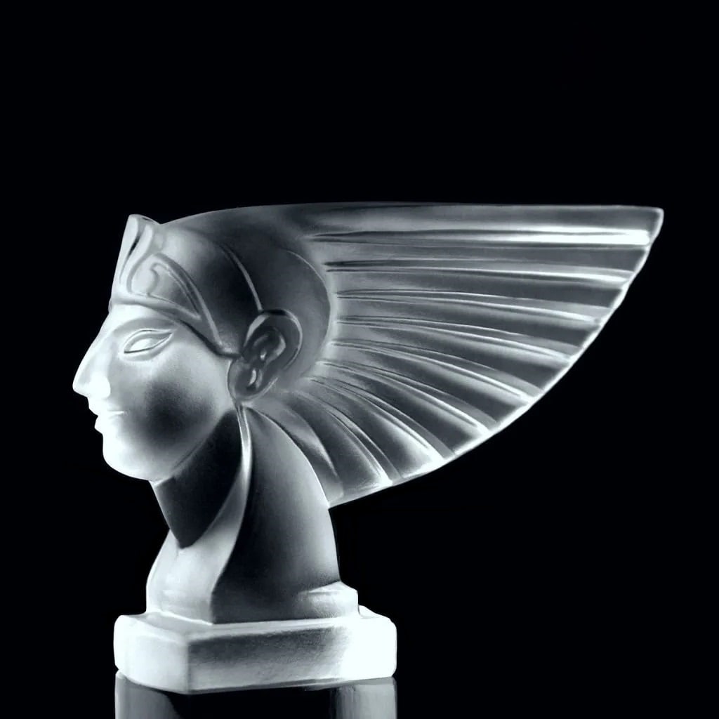Glamorous Art Deco Glass Car Mascot ' Pharaoh Head ' Sculpture 1930' H.Hoffmann - 5