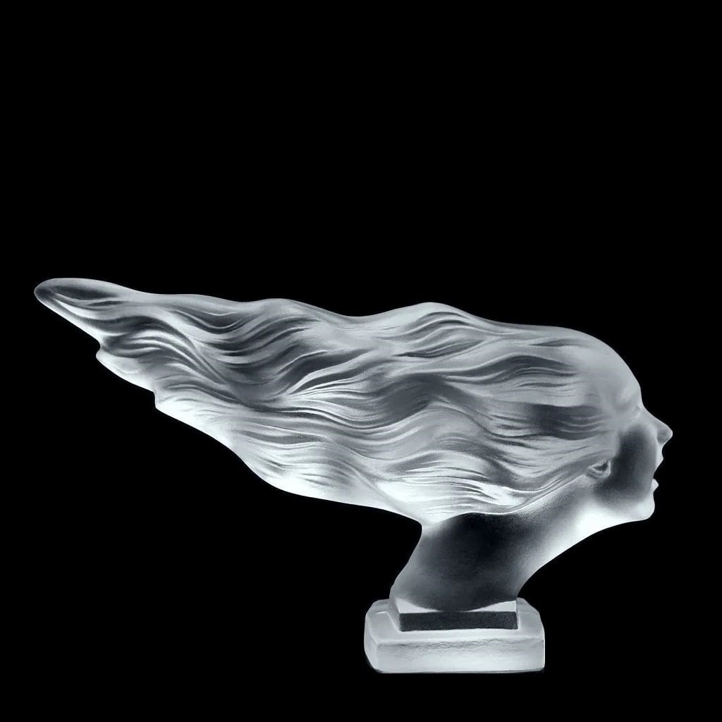 French Art Deco ' Speed Girl ' Hood Ornament Sculpture 1930' H.Hoffmann: This piece is a great addition to collection or a great gift. Timeless design - Top Qality Collectible Art Deco Clear Frosted Glass Car Mascot Hood Ornament Emblem Figurine for Classic, old, veteran c