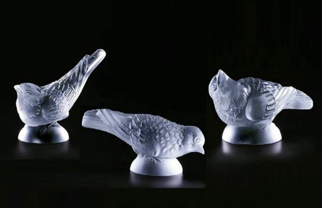 Art Deco Satin Glass Figurines ' 3 Sparrows ' 1930' H.Hoffmann (1 of 2)