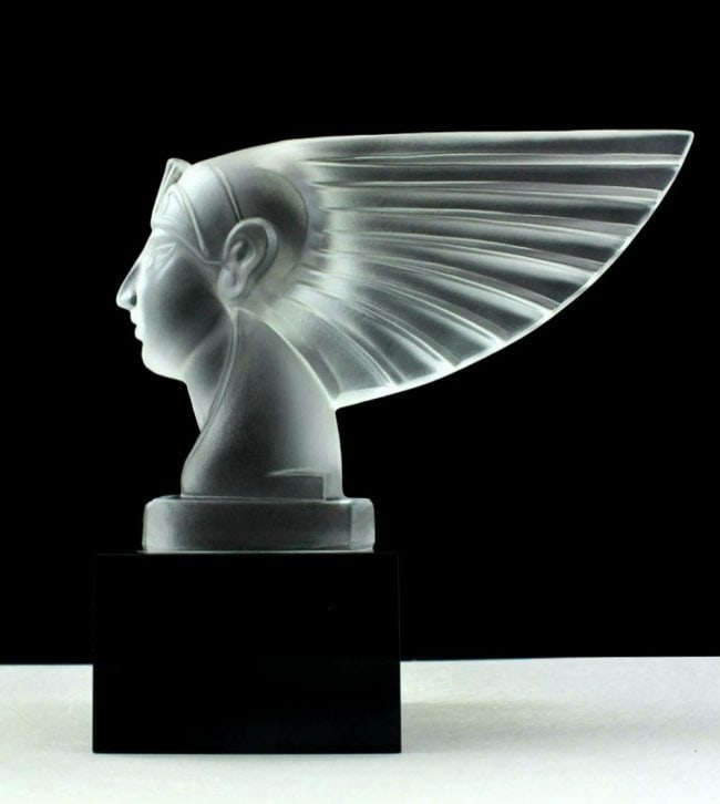 Glamorous Art Deco Glass Car Mascot ' Pharaoh Head ' Sculpture 1930' H.Hoffmann - 4