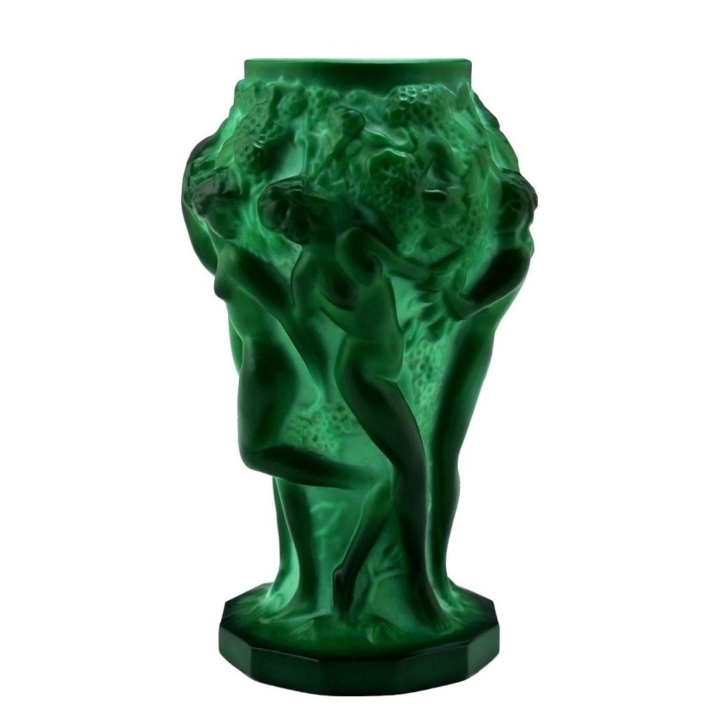 Art Deco Malachite Glass Jade Vase 1930' H.Hoffmann by Lalique (1 of 6)