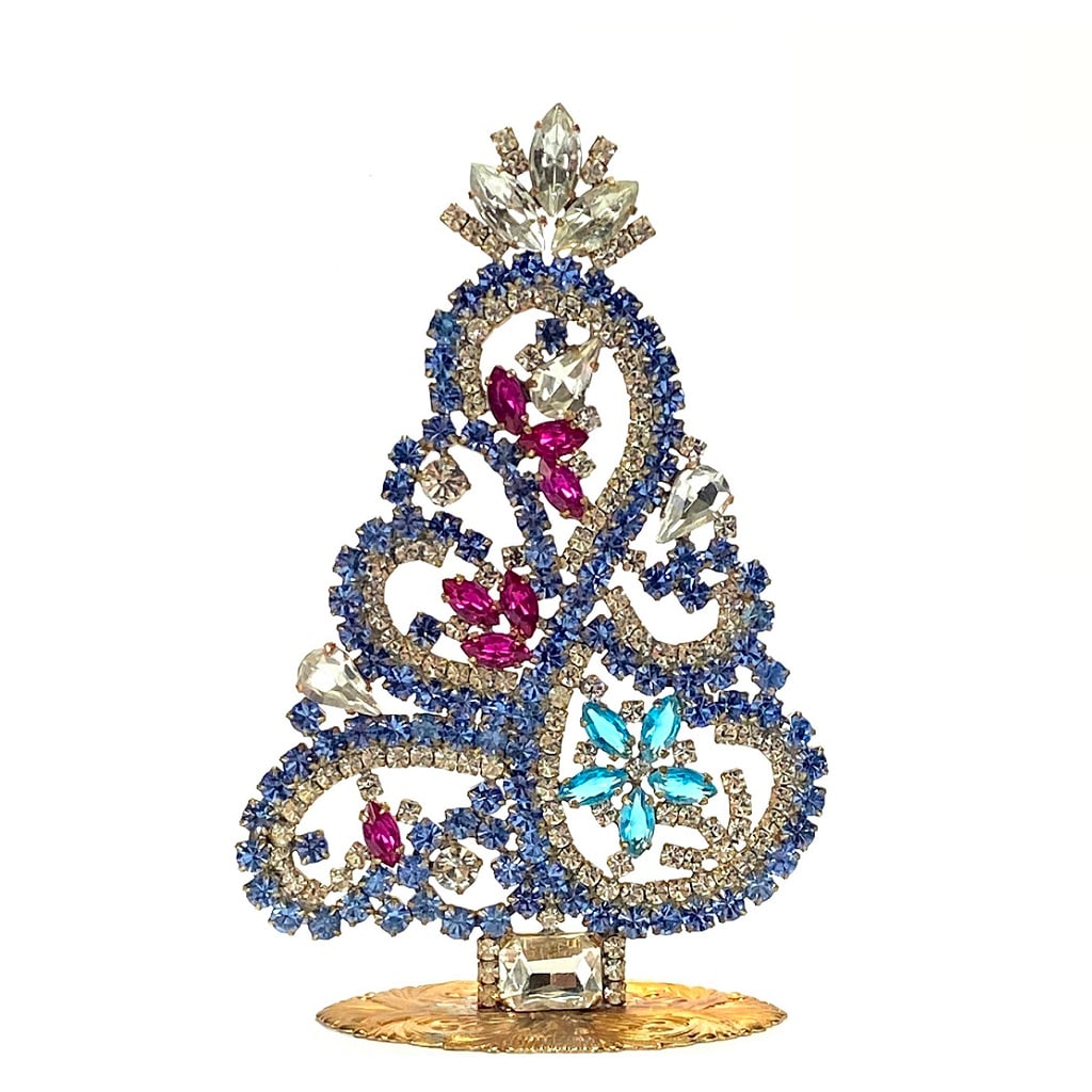 Small Vintage Bohemian Rhinestone Glass Christmas Tree (1 of 3)
