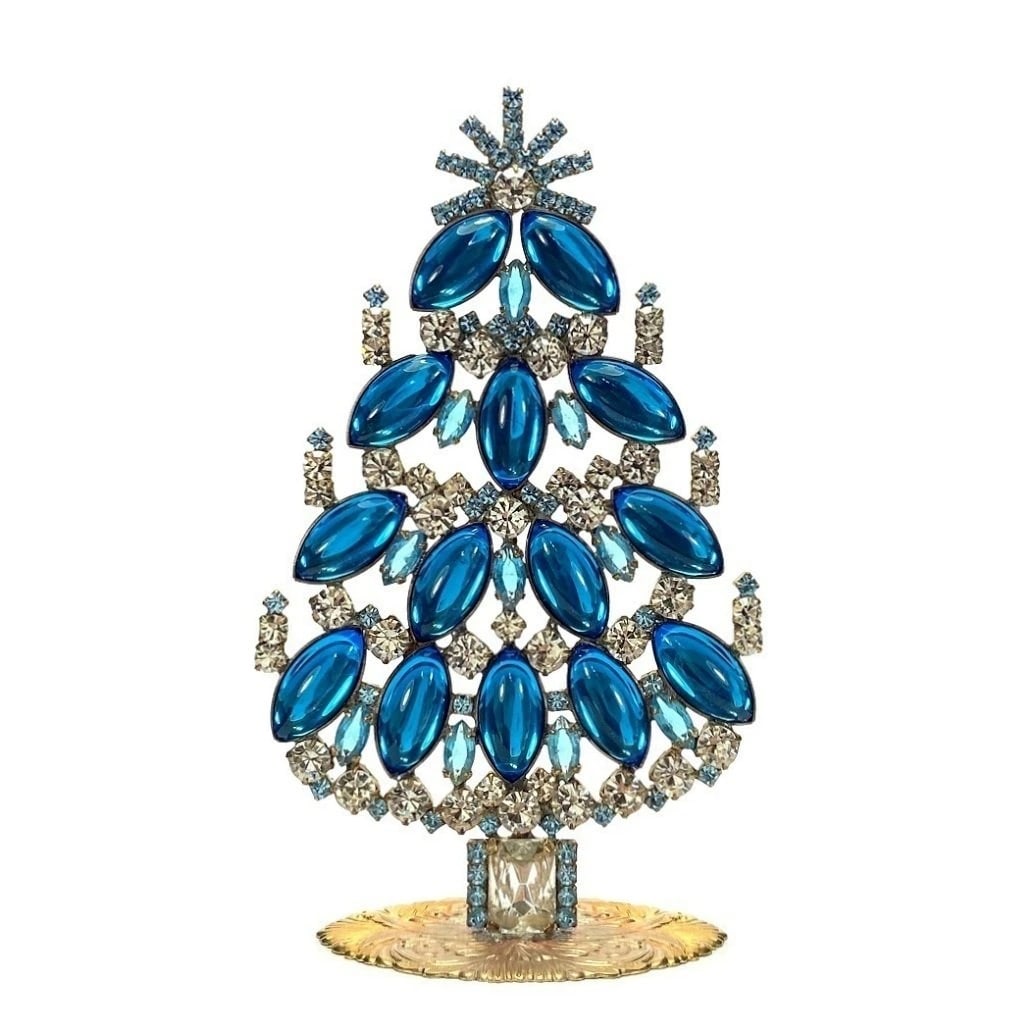 Small Vintage Bohemian Rhinestone Glass Christmas Tree: Standing Christmas Tree. Made in Czechoslovakia. Excellent condition. Height 5 '' ( 13 cm ). Fast delivery time worldwide: 2-6 days.