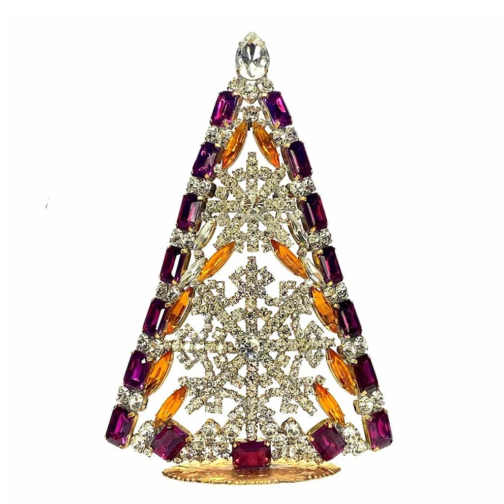 Large Vintage Bohemian Rhinestone Glass Christmas Tree: Made in Czechoslovakia. Excellent condition. Height 7 '' (18 cm). Fast delivery time worldwide: 2-4 days.