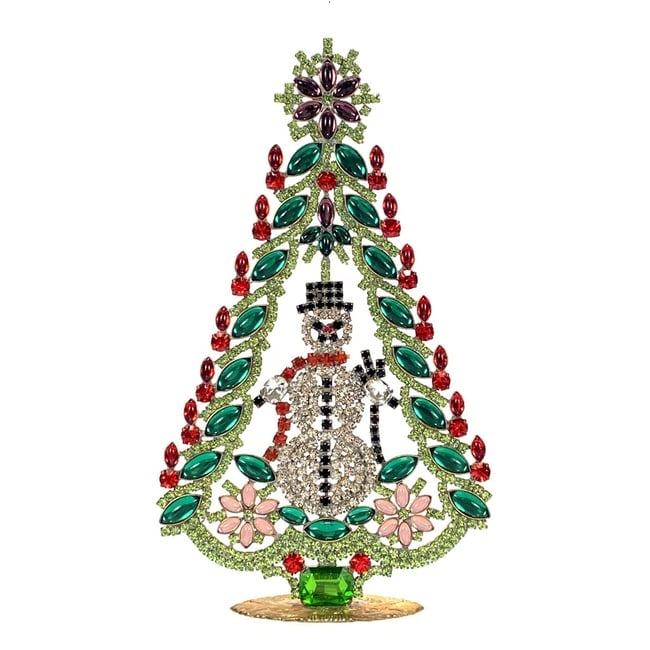 Large Vintage Bohemian Rhinestone Glass Christmas Tree: Standing Christmas Tree. Made in Czechoslovakia. Excellent condition. No missing stones. No damage. Height 7 3/4 '' ( 20 cm ). Fast delivery time worldwide: 2-4 days.