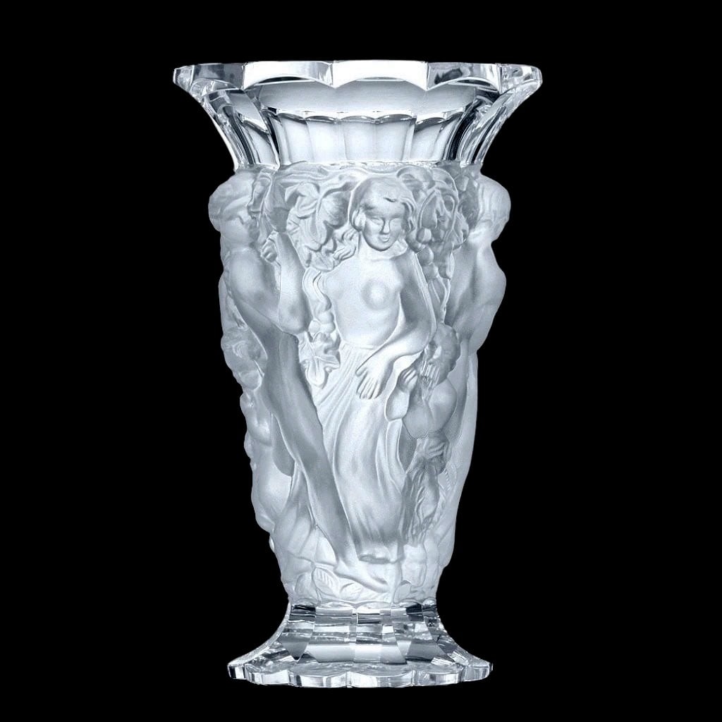 Art Deco Satin Clear Glass Large Vase 1930' H.Hoffmann (1 of 2)