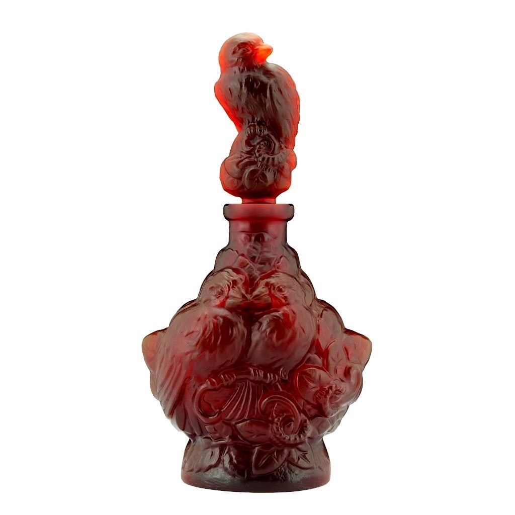 Art Deco Rare Red Glass Collectible Perfume Bottle 1930' H.Hoffmann (1 of 4)