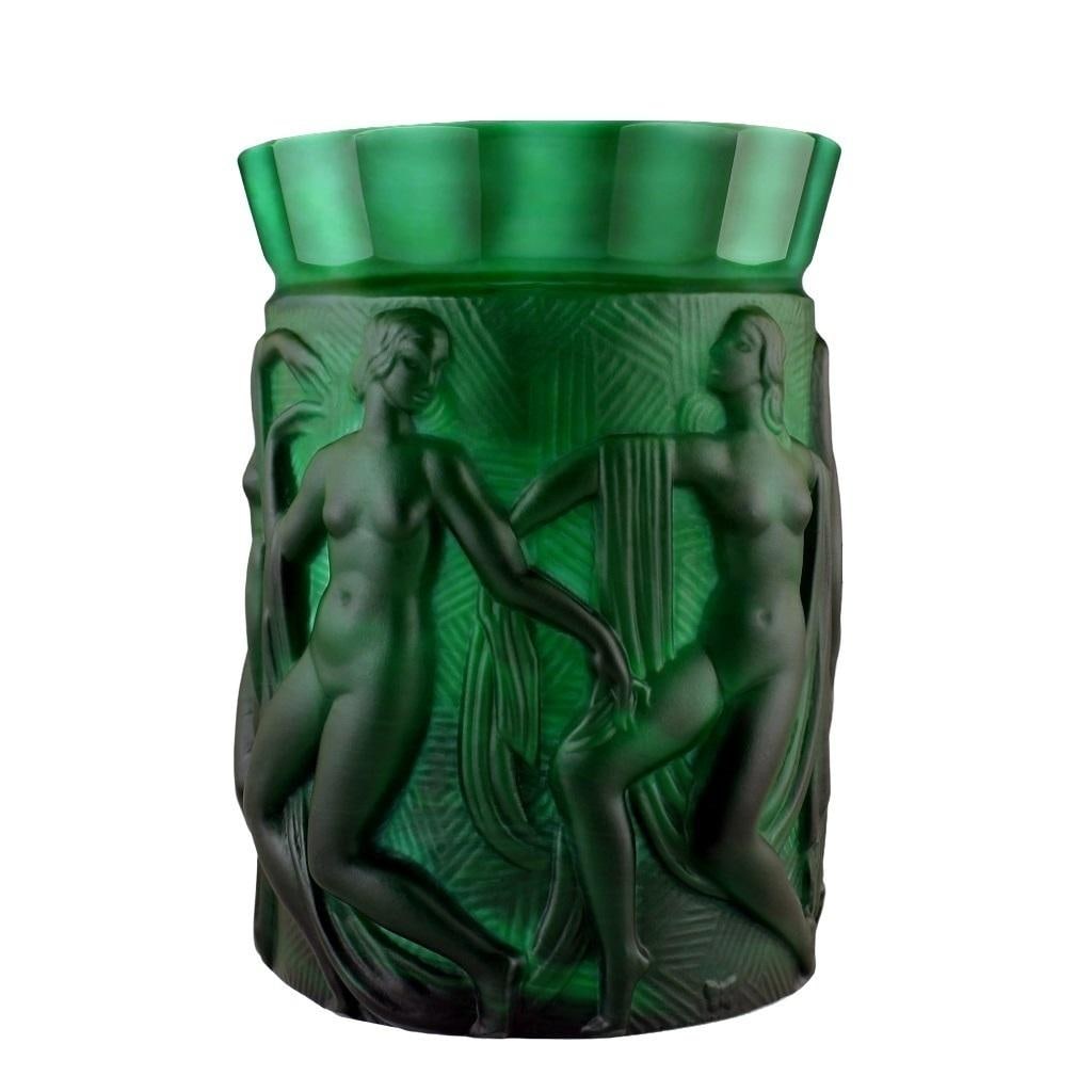 Glamorous French Art Deco Ladies Malachite Glass Vase 1930' H.Hoffmann (1 of 2)