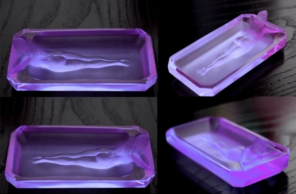 Glamorous Art Deco Bowl Alexandrite Glass 1930' H.Hoffmann: Art Deco Alexandrite Glass Bowl. This piece was made in Bohemia from ORIGINAL antique molds that were used during the 1930's - 1939's. It is breathtaking high quality satin finish glass in stylish art