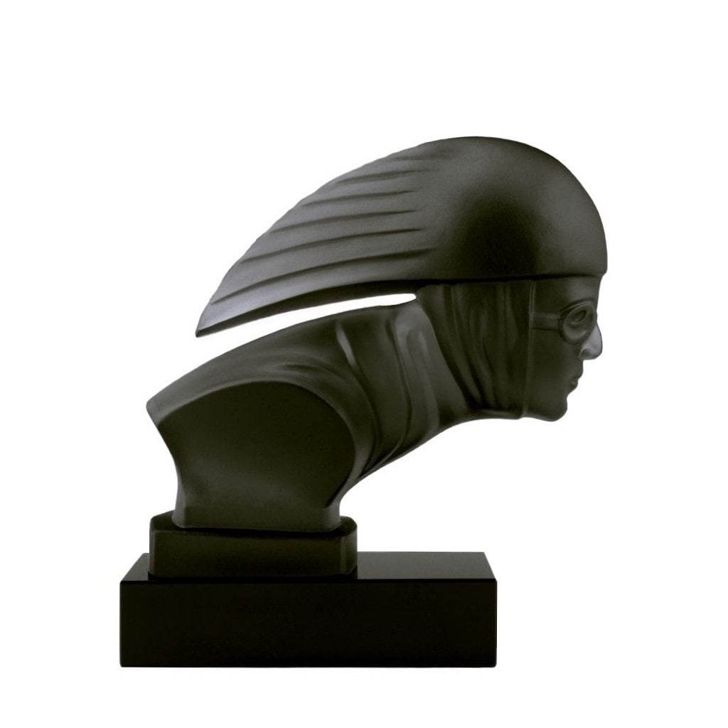 Art Deco Gray Glass Car Mascot ' Racer ' Hood Ornament Sculpture 1930' H.Hoffmann (1 of 4)