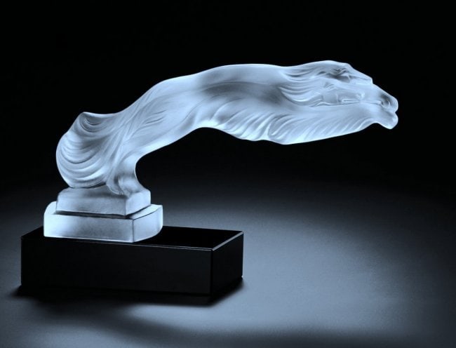 Glamorous Art Deco Glass Car Mascot ' Greyhounds ' Sculpture 1930 H.Hoffmann: This piece is a great addition to collection or a great gift. Timeless design - Top Qality Art Deco Glass Car Mascot ' Greyhounds ' Hood Ornament Figurine. This piece was made in Bohemia from the ORIG