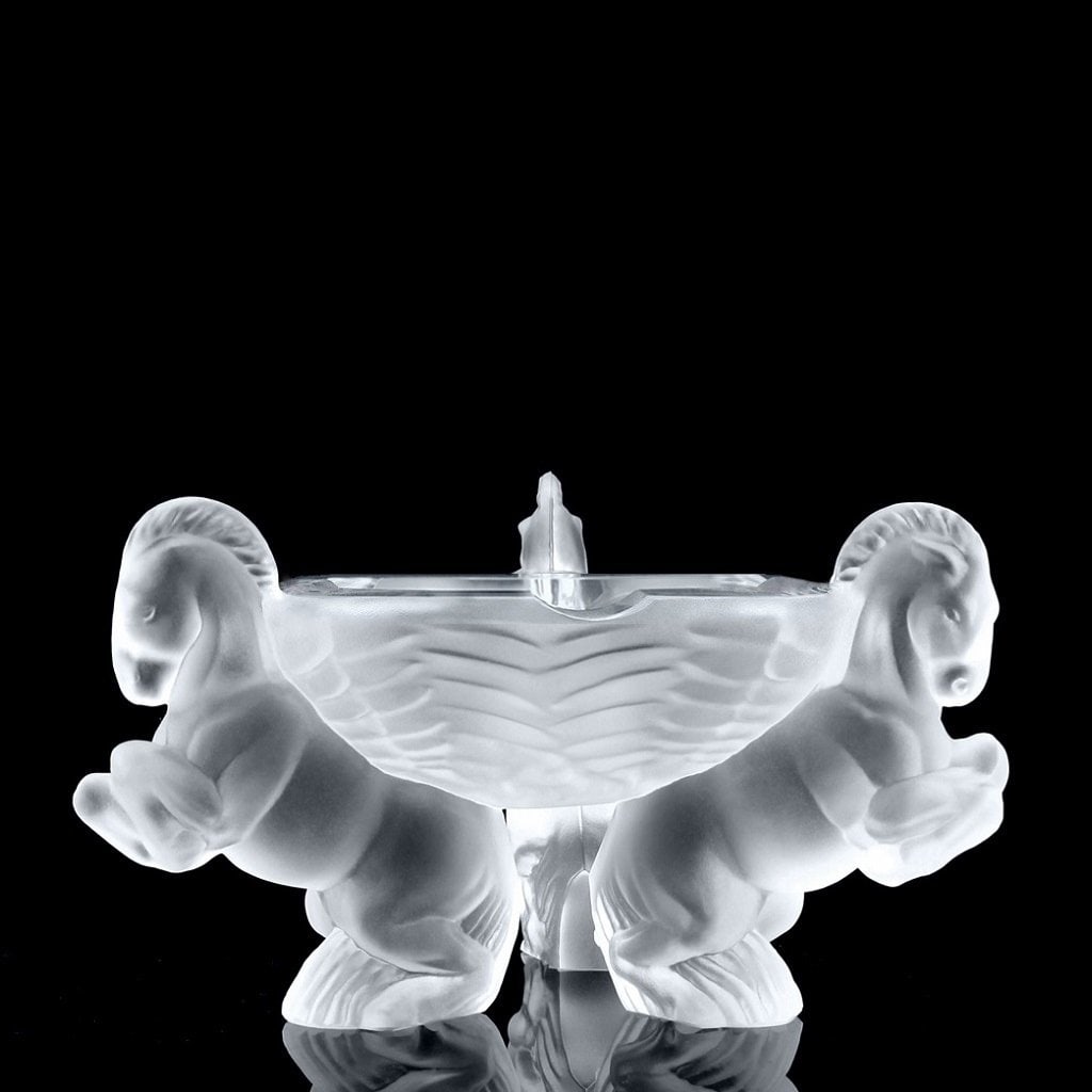 Art Deco Satin Clear Glass Ashtray 1930' H.Hoffmann (1 of 2)