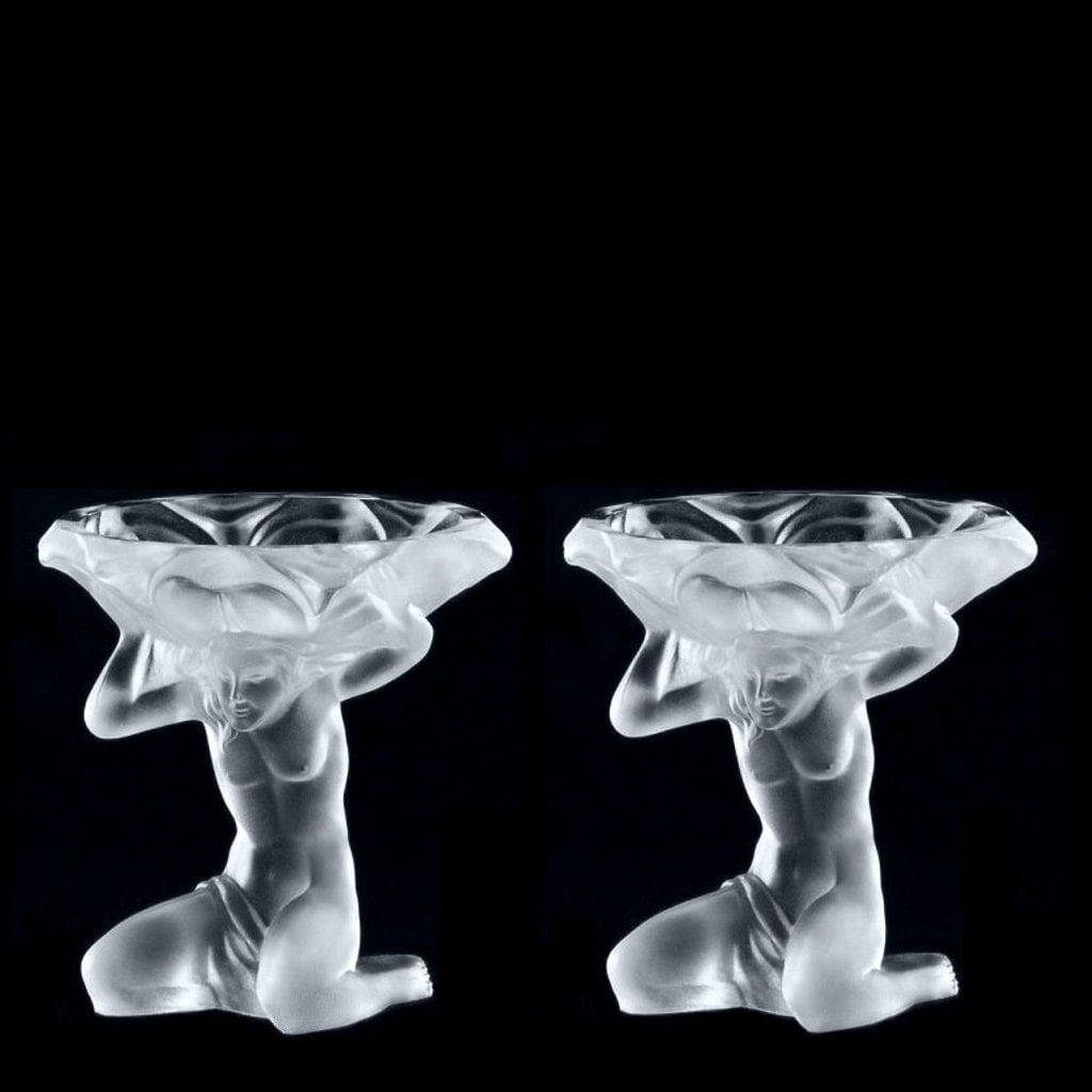 Art Deco Clear Frosted Glass 2 Jewelry Bowls 1930 H.Hoffmann Sculpture: This pieces is a great addition to collection or a great gift. Timeless design - Top Qality Art Deco Art Glass Bowls. These pieces was made in Bohemia from the ORIGINAL antique vintage molds that was