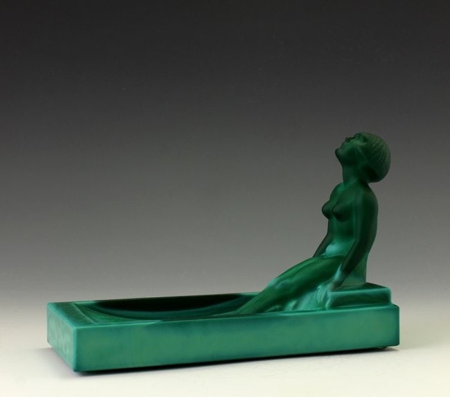 Art Deco Malachite Glass Jewelry Bowl 1930' H.Hoffmann: This piece is a great addition to collection or a great gift. Timeless design - Top Qality Art Deco Malachite Glass Bowl. This piece was made in Bohemia from the ORIGINAL antique vintage molds that wa