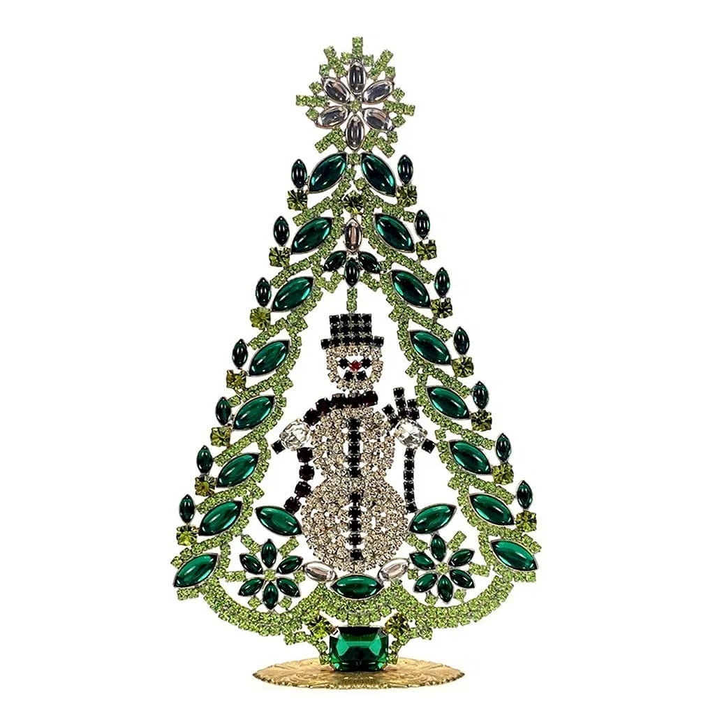 Large Vintage Bohemian Rhinestone Glass Christmas Tree: Standing Christmas Tree. Made in Czechoslovakia. Excellent condition. No missing stones. No damage. Height 7 1/2 '' (19 cm ). Fast delivery time worldwide: 2-4 days.