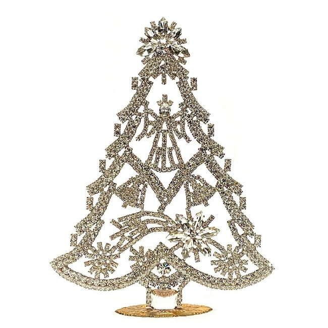 Large Vintage Bohemian Rhinestone Glass Christmas Tree: Vintage Standing Christmas Tree. Made in Czechoslovakia. Excellent condition. No missing stones. No damage. Height 8 '' ( 20 cm ). Fast delivery time worldwide: 2-4 days.