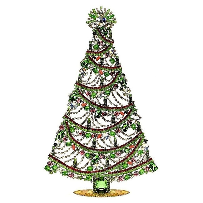 Extra Large Vintage Bohemian Rhinestone Glass Christmas Tree: Standing Christmas Tree. Made in Czechoslovakia. Excellent condition. No missing stones. No damage. It measures approximately 12 1/2 " ( 32 cm ). Fast delivery time worldwide: 2-4 days.