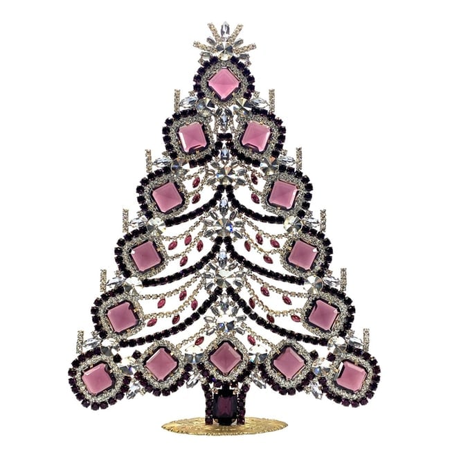 Extra Large Vintage Bohemian Rhinestone Glass Christmas Tree: Standing Christmas Tree. Made in Czechoslovakia. Excellent condition. No missing stones. No damage. It measures approximately 12 " ( 30 cm ). Fast delivery time worldwide: 2-4 days.