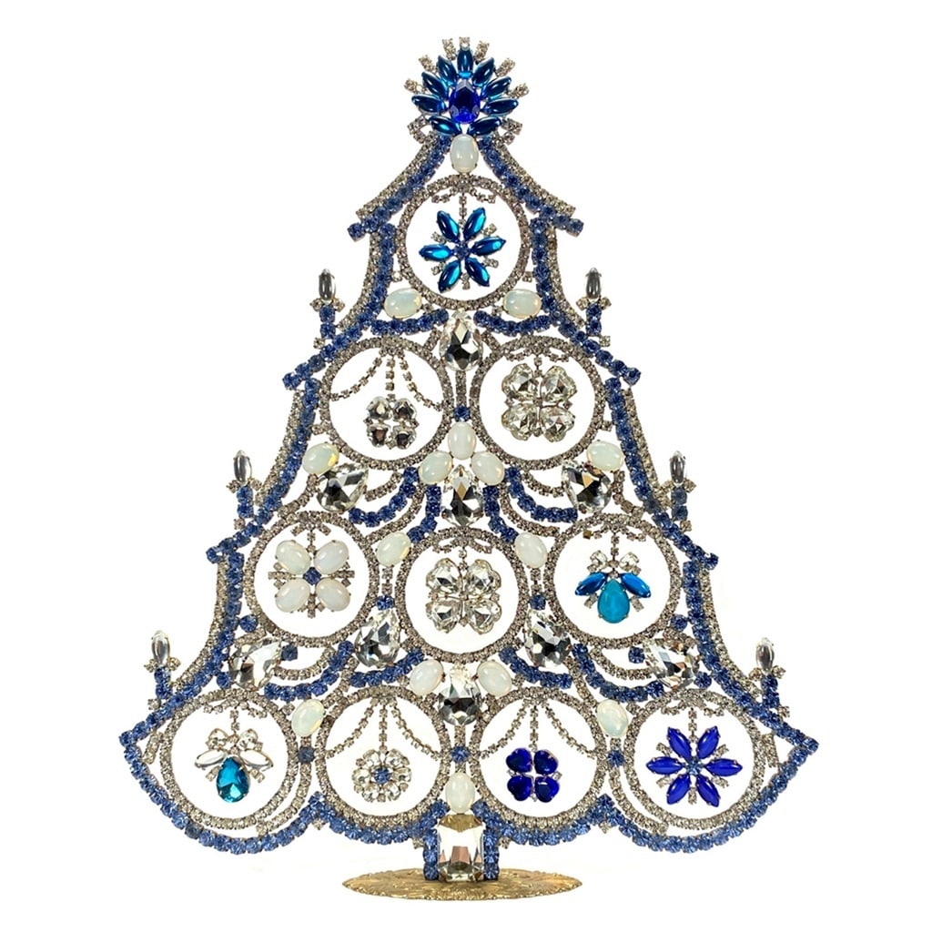 Extra Large Vintage Bohemian Rhinestone Glass Christmas Tree: Standing Christmas Tree. Made in Czechoslovakia. Excellent condition. No missing stones. No damage. It measures approximately 13 1/2 " ( 34 cm ). Fast delivery time worldwide: 2-4 days.