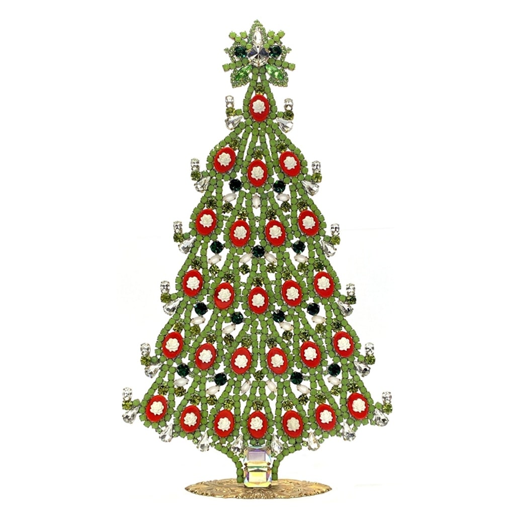 Extra Large Vintage Bohemian Rhinestone Glass Christmas Tree: Standing Christmas Tree. Made in Czechoslovakia. Excellent condition. No missing stones. No damage. It measures approximately 12 " ( 31 cm ). Fast delivery time worldwide: 2-4 days.
