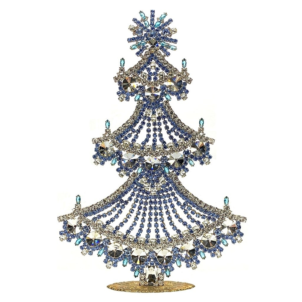 Extra Large Vintage Bohemian Rhinestone Glass Christmas Tree: Standing Christmas Tree. Made in Czechoslovakia. Excellent condition. No missing stones. No damage. It measures approximately 12 " ( 30 cm ). Fast delivery time worldwide: 2-4 days.