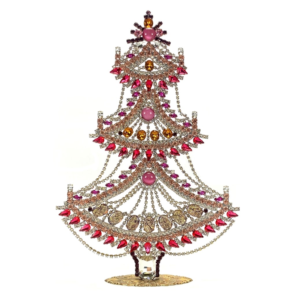 Extra Large Vintage Bohemian Rhinestone Glass Christmas Tree: Standing Christmas Tree. Made in Czechoslovakia. Excellent condition. No missing stones. No damage. It measures approximately 12 " ( 30 cm ). Fast delivery time worldwide: 2-4 days.