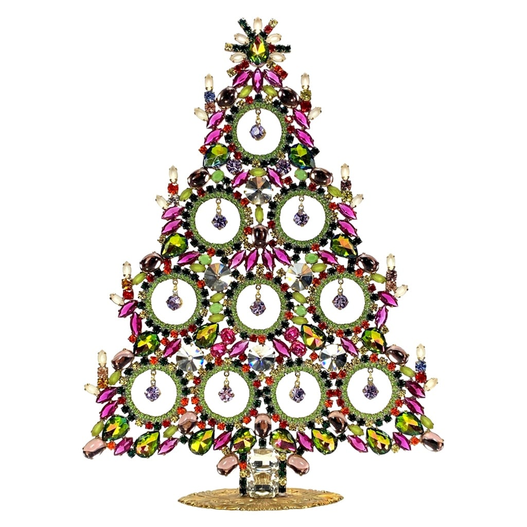 Extra Large Vintage Bohemian Rhinestone Glass Christmas Tree: Standing Christmas Tree. Made in Czechoslovakia. Excellent condition. No missing stones. No damage. It measures approximately 11 " ( 28 cm ). Fast delivery time worldwide: 2-4 days.