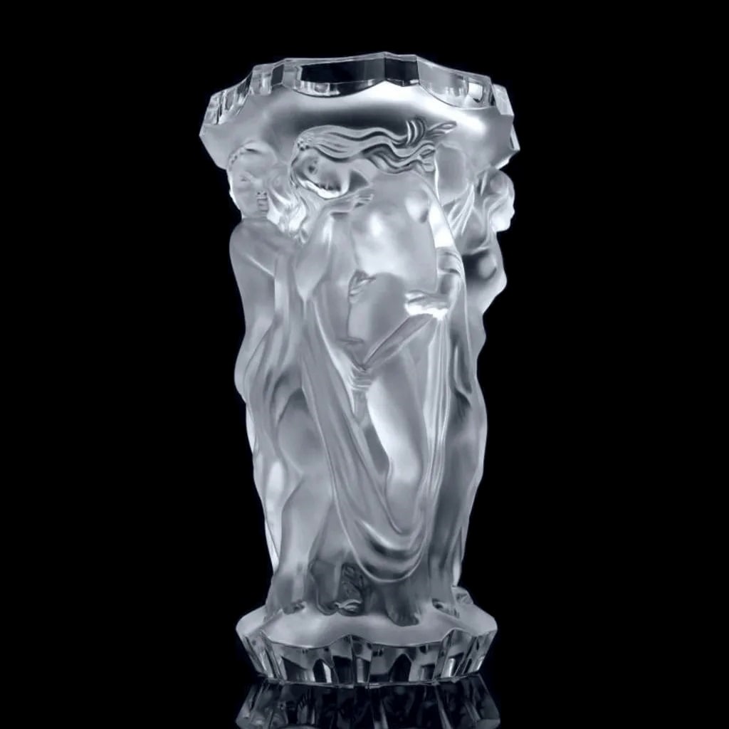 Art Deco Glass Vase 'Bacchantes' 1930' H.Hoffmann: Art Deco Frosted Clear Glass Vase. This piece was made in Bohemia from the ORIGINAL antique molds that was used back in 1930's - 1939's. It is BREATHTAKING high quality satin finish glass in stylish A