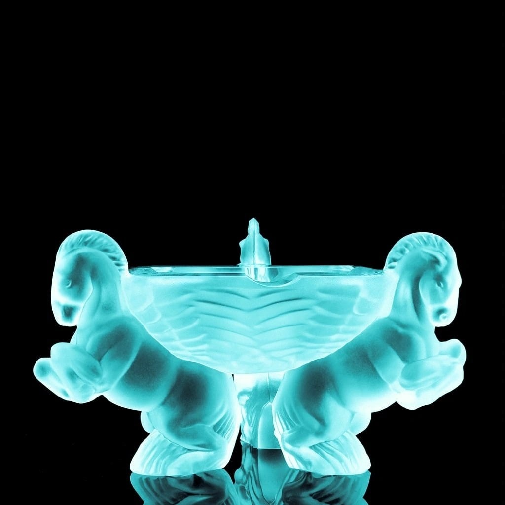 Art Deco Aquamarine Vaseline Glass Ashtray 1930' H.Hoffmann (1 of 2)