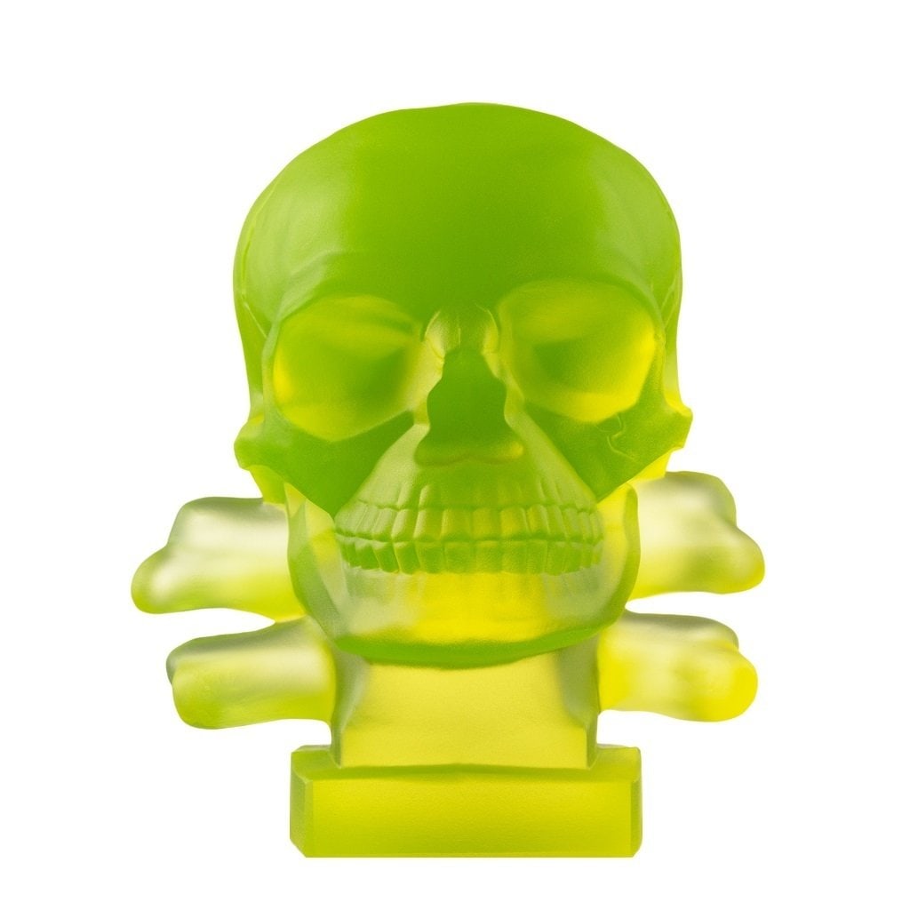 H. Hoffmann 1930' Skull Vaseline Uranium Art Glass Paperweight (1 of 6)