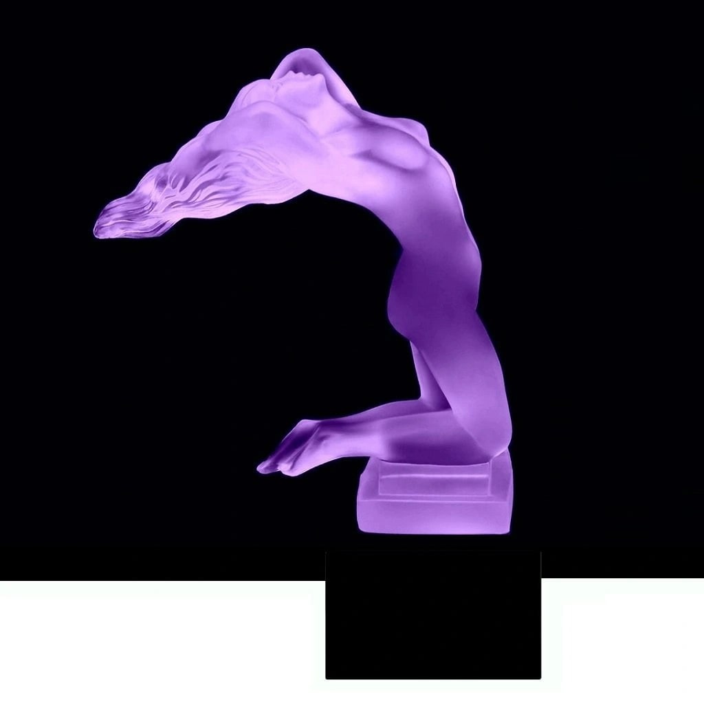 Art Deco Sculpture Alexandrite Glass ' Chrysis ' Hood Ornament Statuette 1930' H.Hoffmann by Lalique: This piece is a great addition to collection or a great gift. Timeless design - Top Qality Art Deco Alexandrite Collectible Glass Car Mascot Hood Ornament Figurine. This piece was made in Bohemia from